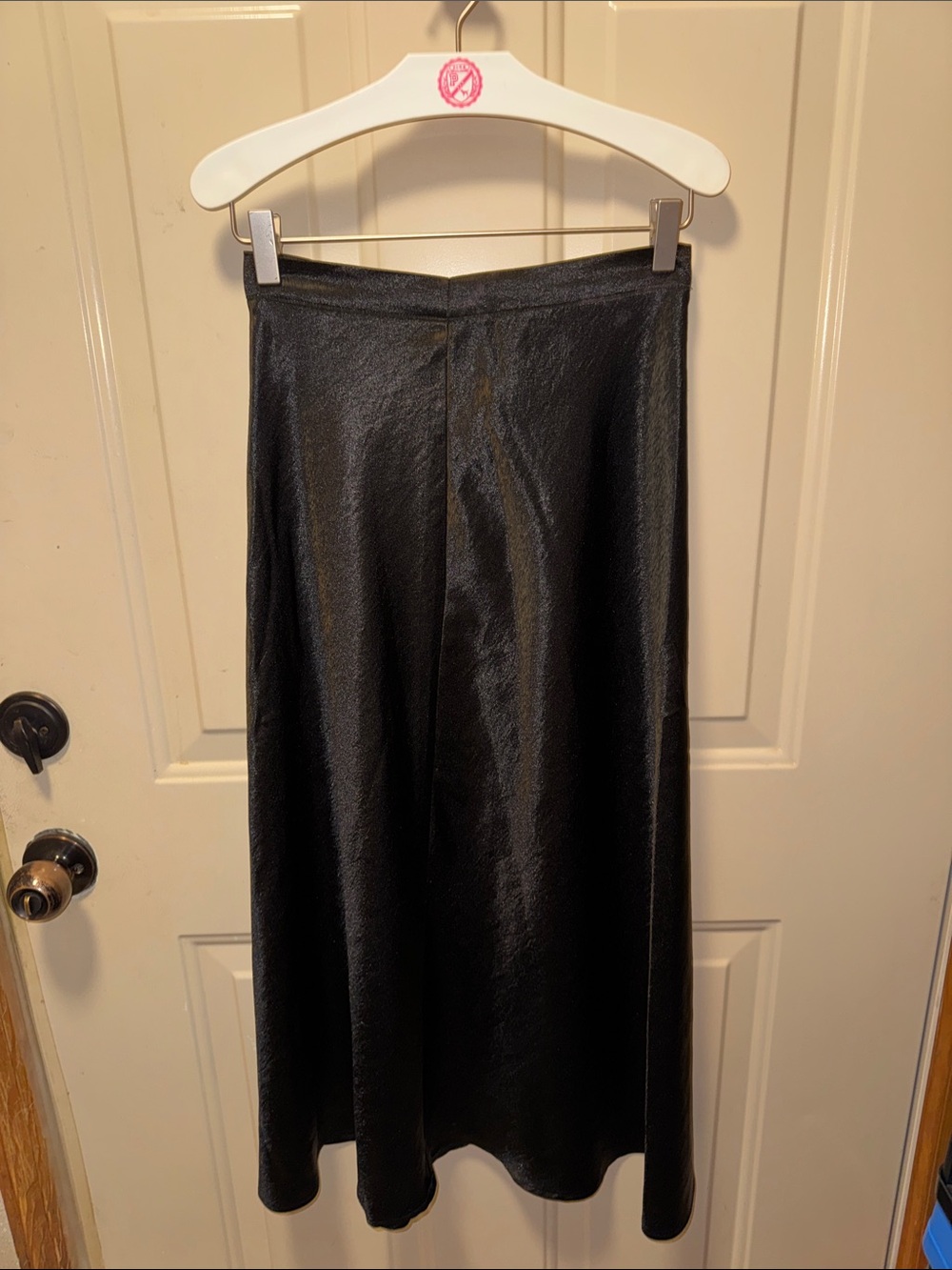 Double Zero Black Satin Midi Skirt
